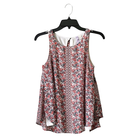 Alya Tank Top Women's Size XS Red Floral Sleeveless Layered Boho Festival - Picture 1 of 6